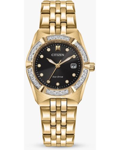 Citizen Ew2712-55e Eco-drive Date Crystal Bracelet Strap Watch - Metallic
