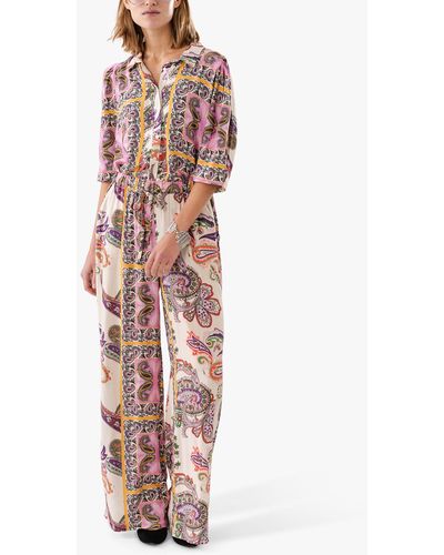 Lolly's Laundry Rita Abstract Print Wide Leg Trousers - White