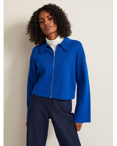 Phase Eight Maisie Zip Through Knitted Jacket - Blue