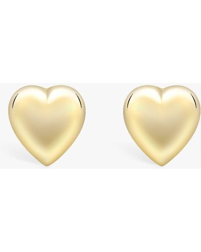 Ib&b 9ct Gold Puff Heart Stud Earrings - Metallic