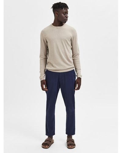 SELECTED Relaxed Linen Trousers - Blue