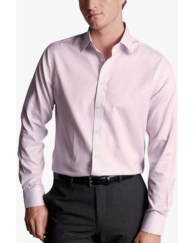 Charles Tyrwhitt Non-iron Twill Double Check Slim Fit Shirt - Pink