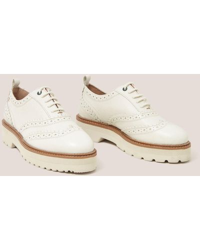 White Stuff Leather Lace Up Brogue Shoes - Natural
