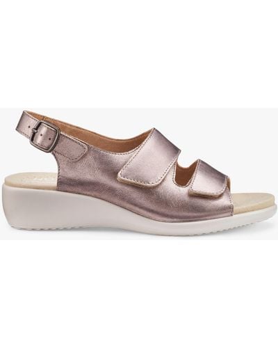 Hotter Easy Ii Extra Wide Fit Low Wedge Leather Sandals - Pink