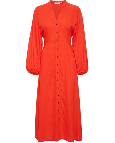 Inwear Pattie Cropped Sleeve Midi Dress - Red