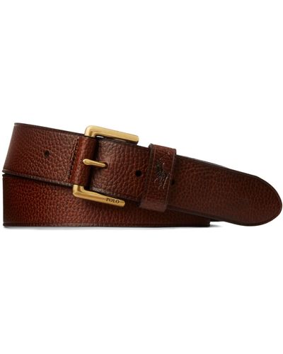 Polo Ralph Lauren Polo Pebbled Leather Belt - Brown