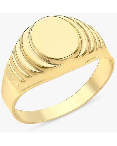 Ib&b Personalised 9ct Gold Oval Signet Ring - Metallic