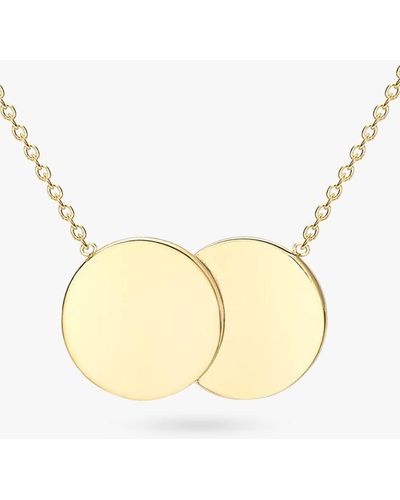 Ib&b Personalised 9ct Gold Double Disc Initial Pendant Necklace - Metallic