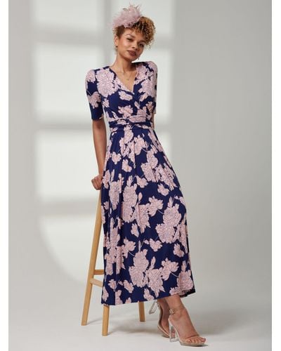 Jolie Moi Kenzie Floral Jersey Maxi Dress - Blue