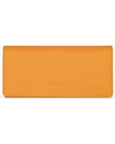 Longchamp Le Foulonné Continental Leather Wallet - Orange