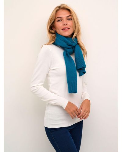 Kaffe Lotte Tight Knitted Long Scarf - Blue