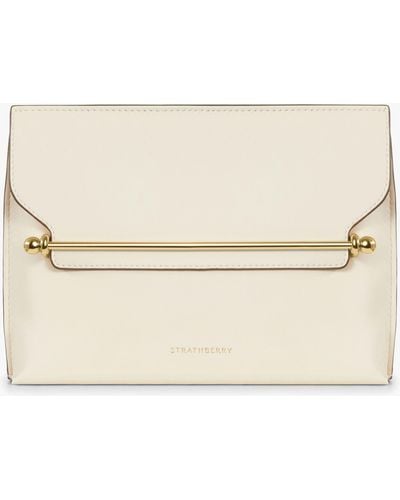 Strathberry Stylist Leather Clutch Bag - Natural