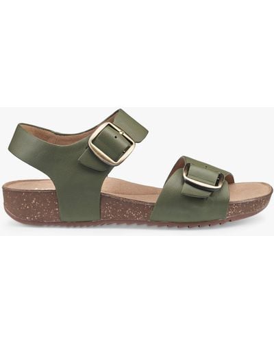 Hotter Tourist Ii Wide Fit Classic Cork Wedge Sandals - Green