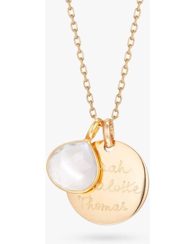 Merci Maman Personalised Moonstone Gemstone Necklace - Metallic
