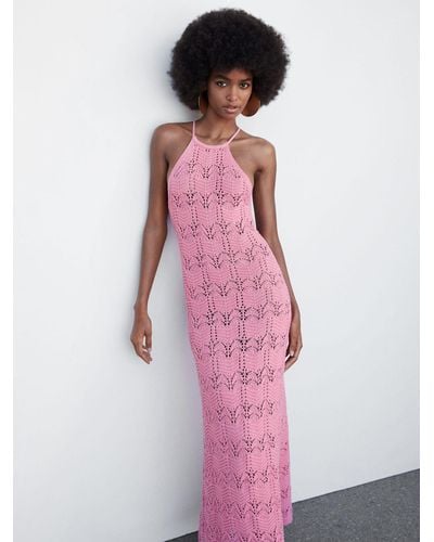 Mango Cute Halterneck Knit Dress - Pink