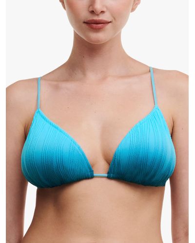 Chantelle Pulp Swimwear Textured Triangle Bikini Top - Blue