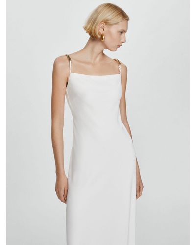 Mango Sissi Metallic Detail Maxi Dress - White