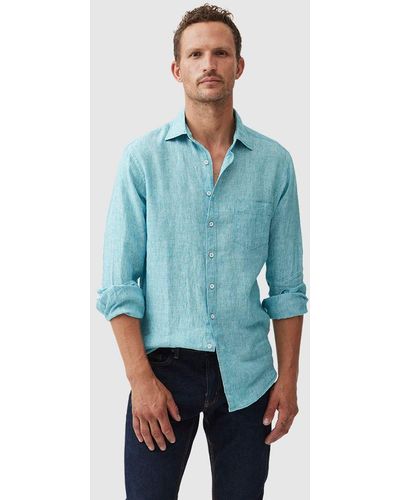 Rodd & Gunn Coromandel Linen Slim Fit Long Sleeve Shirt - Blue