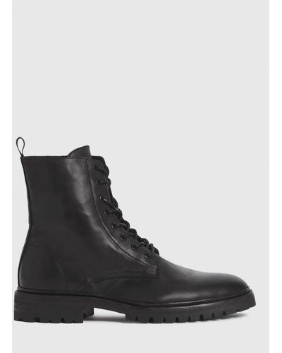 AllSaints Mens Black Tobias Lace-up Leather Ankle Boots 9
