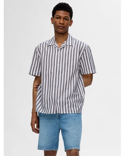 SELECTED Short Sleeved Relaxed Fitted Shirt - Blue