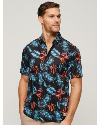 Superdry Tropical Print Hawaiian Shirt - Blue