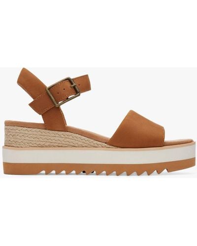 TOMS Diana Wedge Leather Sandals - Brown