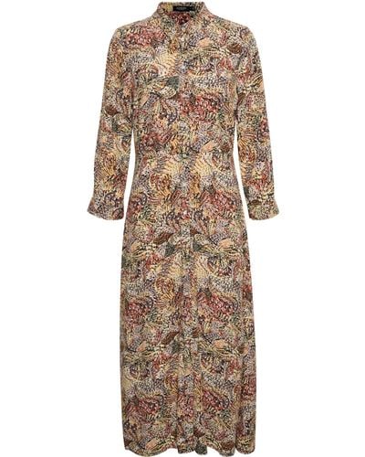 Soaked In Luxury Violetta Butterfly Shirt Dress - Natural