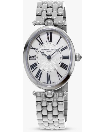Frederique Constant Fc-200mpw2v6b Classic Art Deco Oval Bracelet Strap Watch - White