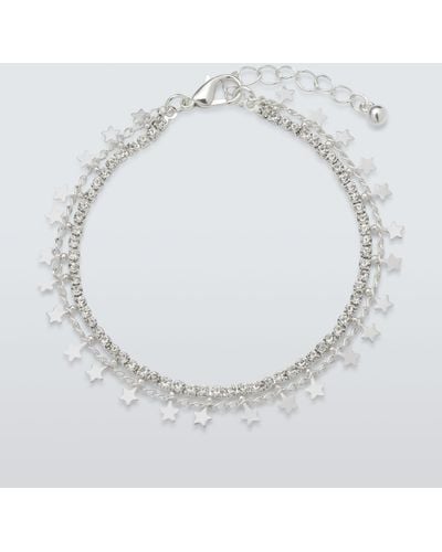 John Lewis Star & Diamante Layered Chain Bracelet - White