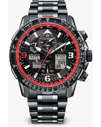 Citizen Jy8087-51e Limited Edition Red Arrows Skyhawk A.t Chronograph Bracelet Strap Watch - Black