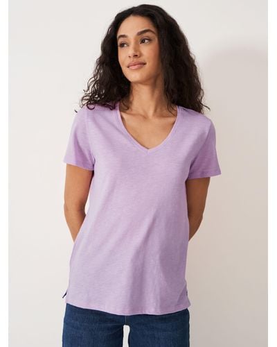 Crew Perfect V-neck Slub T-shirt - Purple