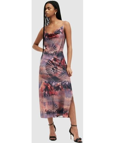 AllSaints Hadley Colca Cowl Neck Midi Dress - Multicolour