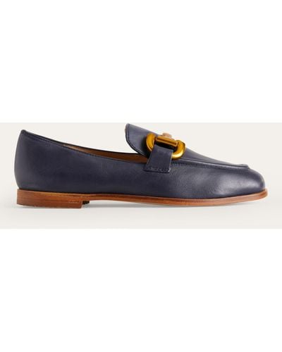 Boden Iris Leather Snaffle Trim Loafers - Blue