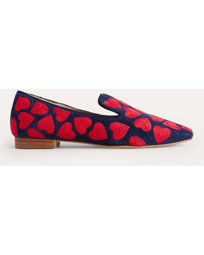 Boden Heart Embroidered Slipper Cut Loafers