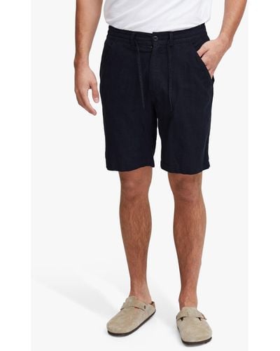 Casual Friday Rand Houndstooth Linen Mix Shorts - Blue