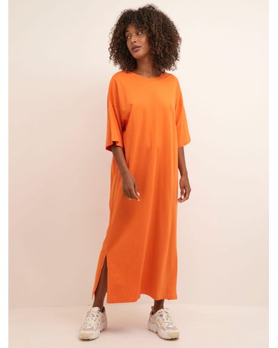Kaffe Edna Cotton Maxi T-shirt Dress - Orange