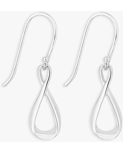 Simply Silver Polished Infinity Drop Earrings - White