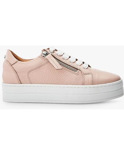 Moda In Pelle Abbiy Leather Platform Trainers - Pink