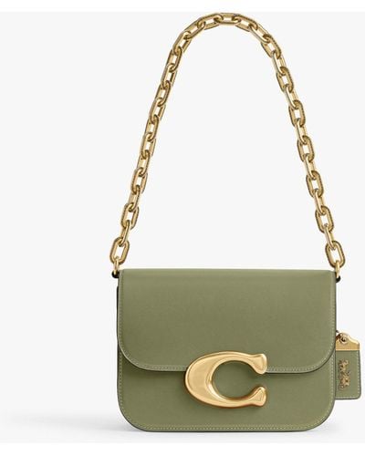 COACH Idol Leather Flapover Chain Strap Shoulder Bag - Natural