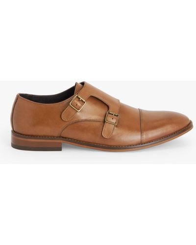 John Lewis Double Strap Leather Monk Shoes - Brown