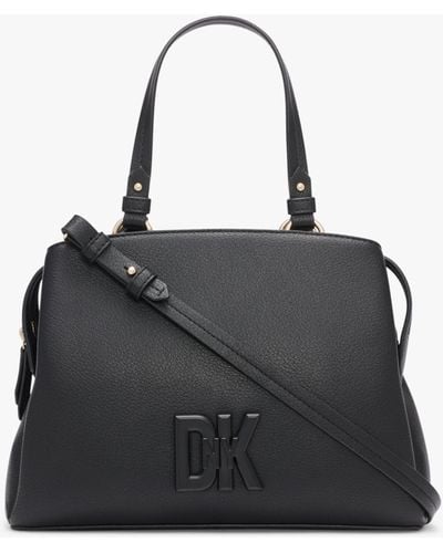 DKNY 7th Avenue Leather Satchel Bag - Black