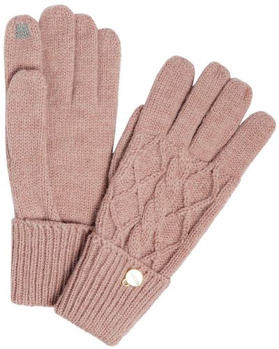 Guess Cable Knit Gloves - Pink