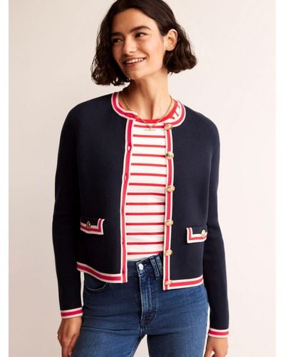 Boden Holly Cropped Knitted Jacket - Blue