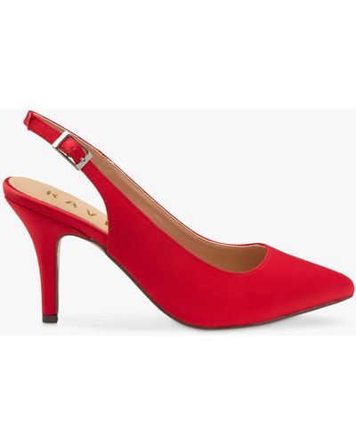 Ravel Kavan Satin Stiletto Heel Slingback Court Shoes - Red