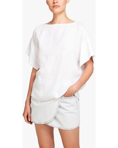 Sisley Linen Short Sleeve Top - White