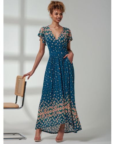 Jolie Moi Kora Floral Print Maxi Dress - Blue