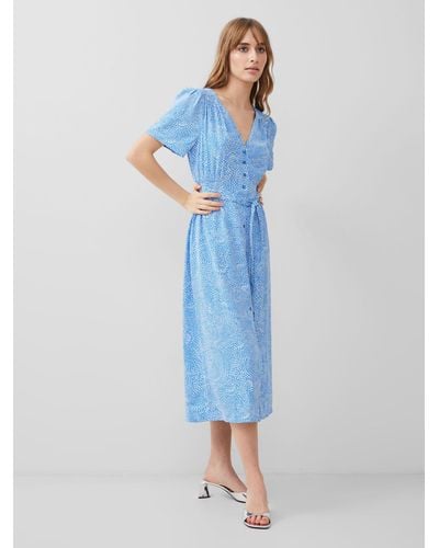 French Connection Bernice Elitan Abstract Print Midi Dress - Blue