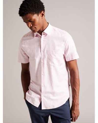 Ted Baker Kingfrd Short Sleeve Linen Shirt - Multicolour
