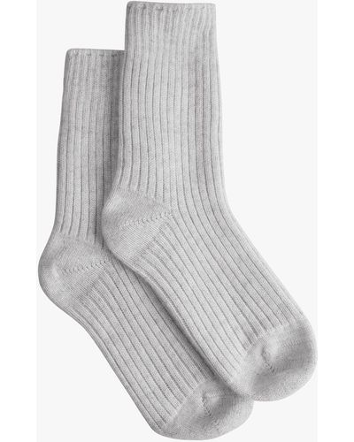 Hush Ribbed Cashmere Rich Socks - Grey