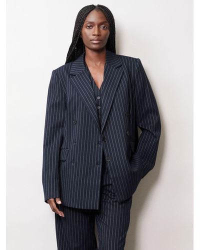 Albaray Relaxed Fit Tailored Pinstripe Blazer - Blue